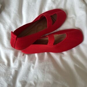 Source Unknown Red Knit Mary Jane Flats